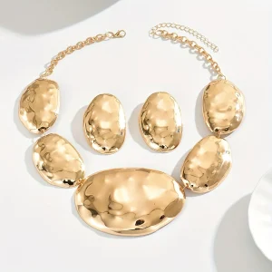 geometric oval shape necklace earrings set