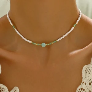 Bohemian Style Woven Rice Beads  Necklace