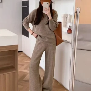 Casual Women's  Loose Hoodie Wide Leg Pants  Two-piece Set